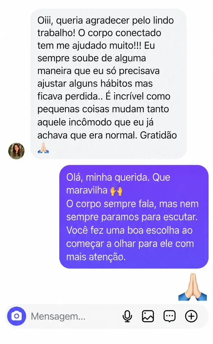 Mensagem de Gabriela sobre o Corpo Conectado